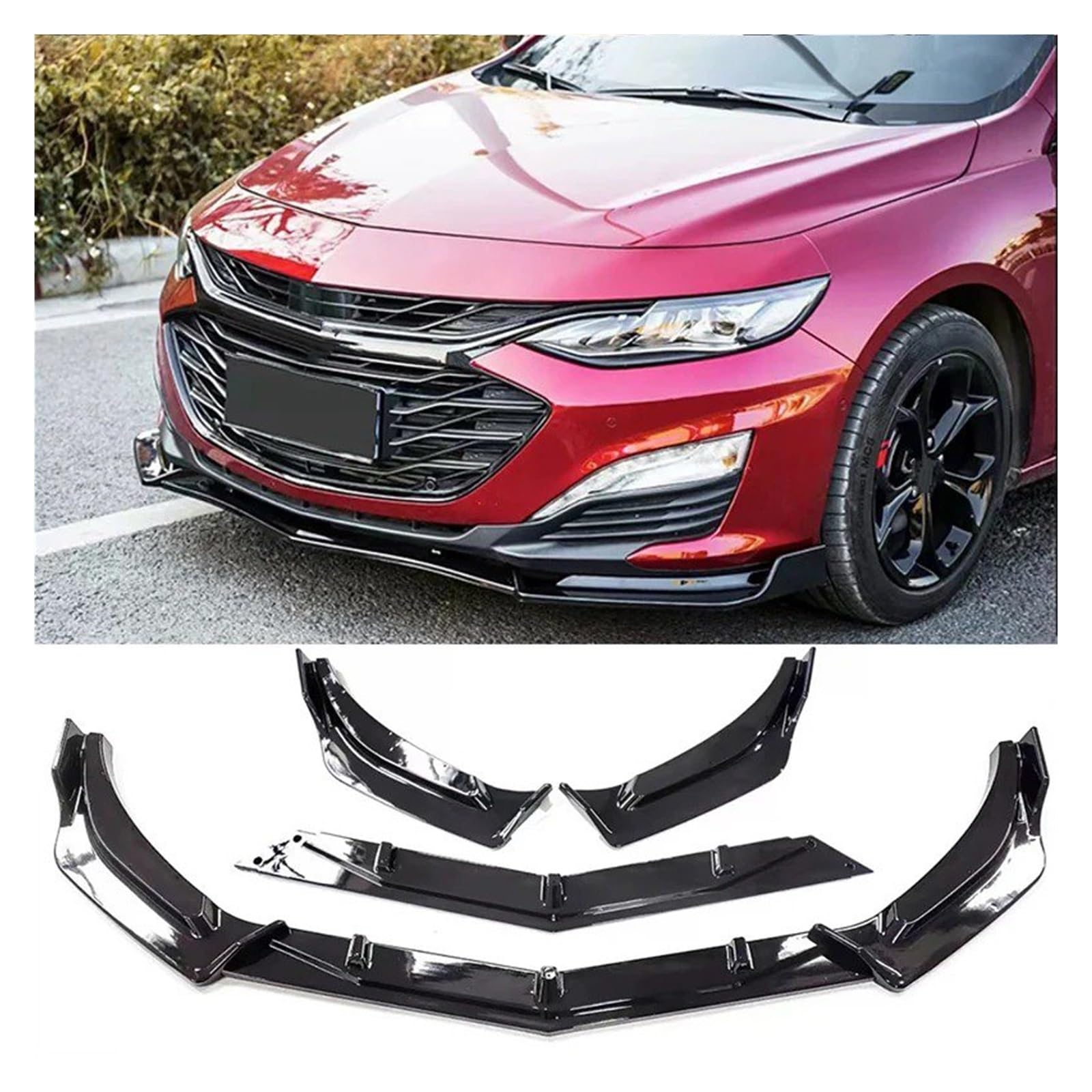 Auto Frontspoiler Lippe Für Chevrolet Für Malibu XL 2016-2022 Auto Front Stoßstange Splitter Lippe Und Kinn Deflektor Diffusor Auto Sport Modifikation Kit Vorne Spoilerlippe(Red and Black) von JMOLXURI