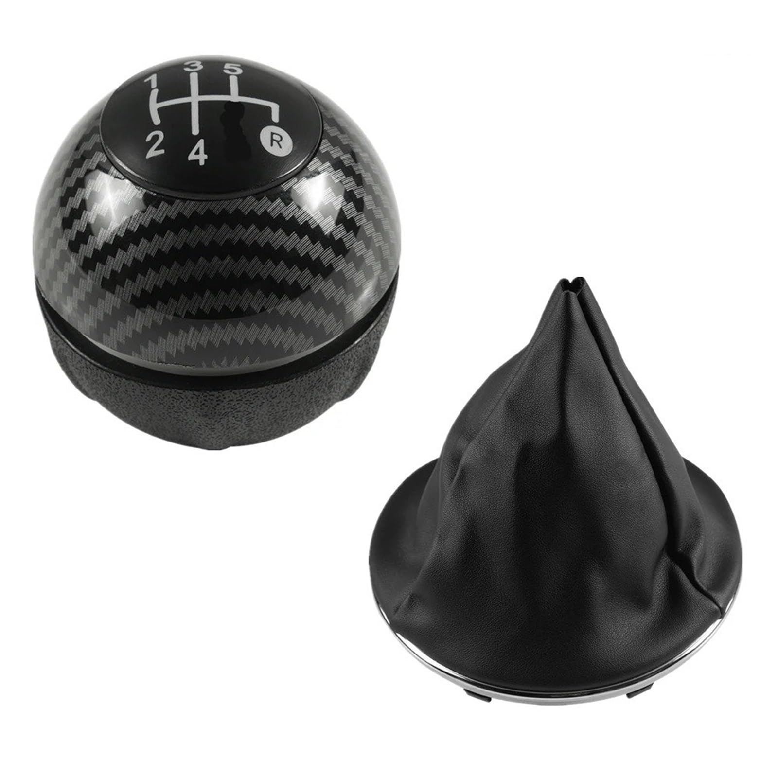 Auto Schalthebel Schaltkopf Für FIAT 500 500C 2007-2018 5/6 Geschwindigkeit Auto Schaltknauf Hebel Kopf Handball Schaltknauf(2pcs Carbon 5speed) von JMOLXURI