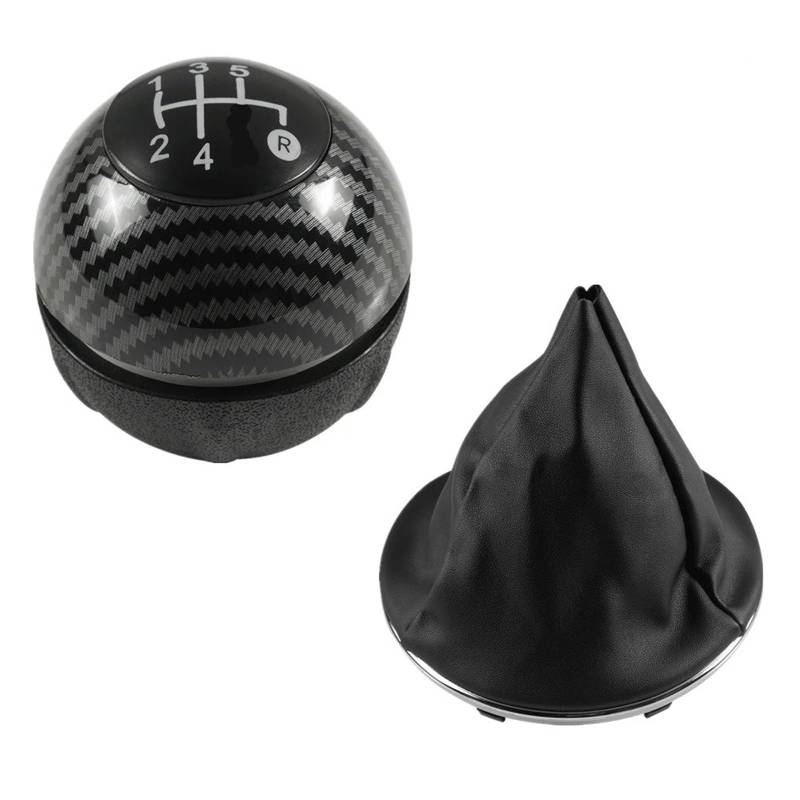 Auto Schalthebel Schaltkopf Für FIAT 500 500C 2007-2018 5/6 Geschwindigkeit Auto Schaltknauf Hebel Kopf Handball Schaltknauf(2pcs Carbon 5speed) von JMOLXURI