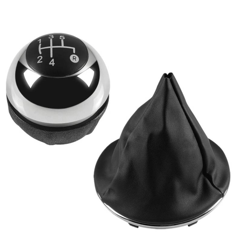 Auto Schalthebel Schaltkopf Für FIAT 500 500C 2007-2018 5/6 Geschwindigkeit Auto Schaltknauf Hebel Kopf Handball Schaltknauf(2pcs Chrome 5speed) von JMOLXURI