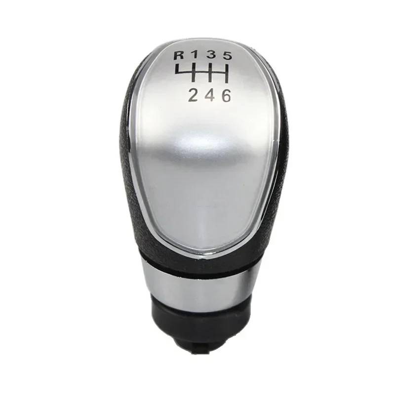 Auto Schalthebel Schaltkopf Für Ford Für MK3 Für MK4 MK7 Für Galaxy 5/6 Geschwindigkeit Auto Schaltknauf Stick Kopf Hebel Griff Schaltknauf(6 Speed Silver) von JMOLXURI