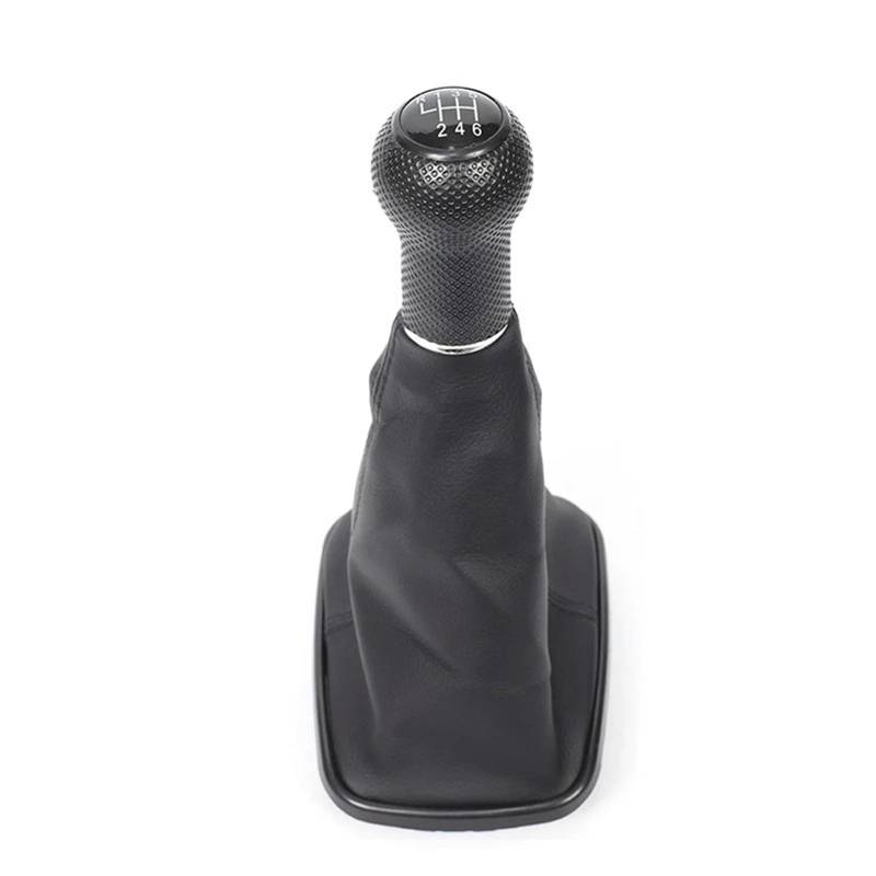 Auto Schalthebel Schaltkopf Für VW Für Mk4 Für Golf Für GTI R32 1998-2003 5 6 Gang Schaltknauf Hebel Shifter Gaitor Boot PU Leder Schaltknauf(Black 6-Speed) von JMOLXURI