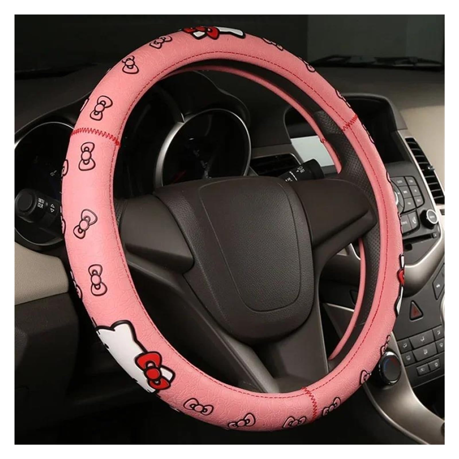 Lenkradbezug Für Auto Lenkradbezug Mit Sanrio Kitty Rutschfester Auto Radschutz 3D Muster Universelle Passform Autozubehör Lenkradschoner Lenkradbezug Für Auto Lenkradbezug Mit Sanrio Kitty Rutschfester Auto Radschutz 3D Muster Universelle Passform Autozubehör Lenkradschoner von JMOLXURI