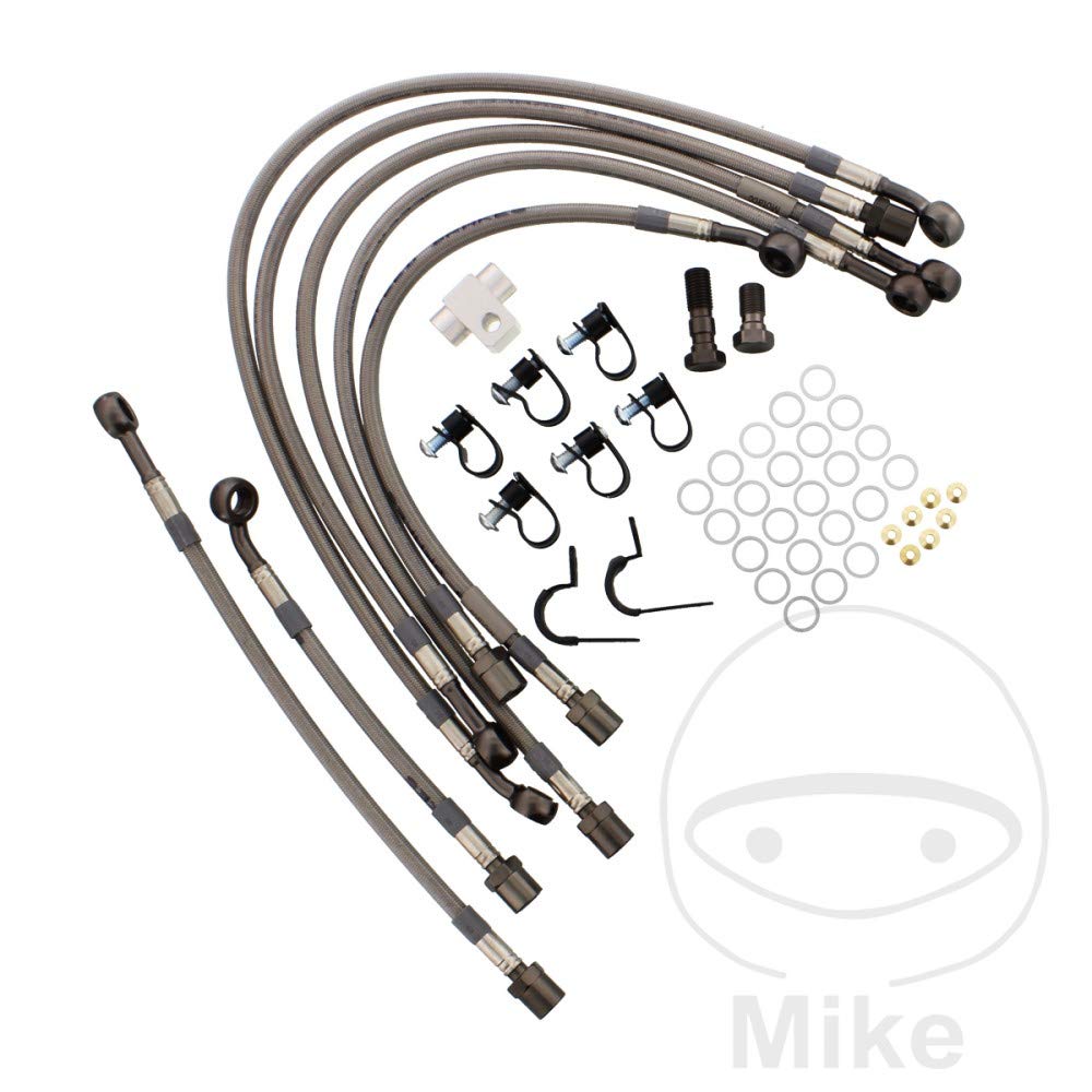Bremsschlauch Stahlflex Kit JMP Anschluss Österreichs anthrazit 7-teilig Bremsschlauch Stahlflex Kit JMP Anschluss Österreichs anthrazit 7-teilig von JMP
