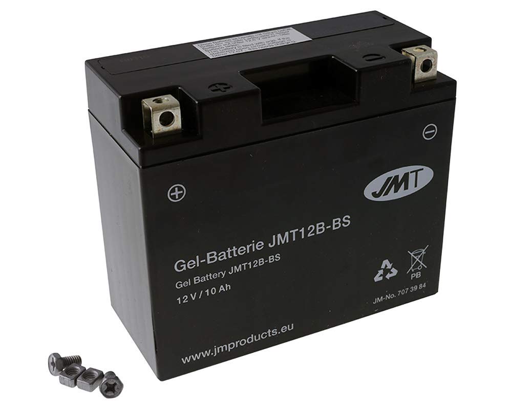 JMT Batterie 12 V 10 Ah (YT12B-BS) [wartungsfrei & versiegelt] kompatibel für Yamaha XVS 650 H Drag Star 4VR Bj. 1997-2000 von JMT