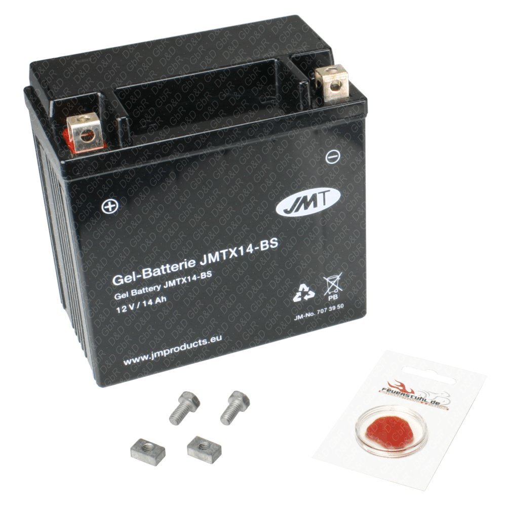Gel-Batterie für Kawasaki W 650, 1999-2006 (Typ EJ650A), 12 AH, wartungsfrei, inkl. Pfand €7,50 von JMT