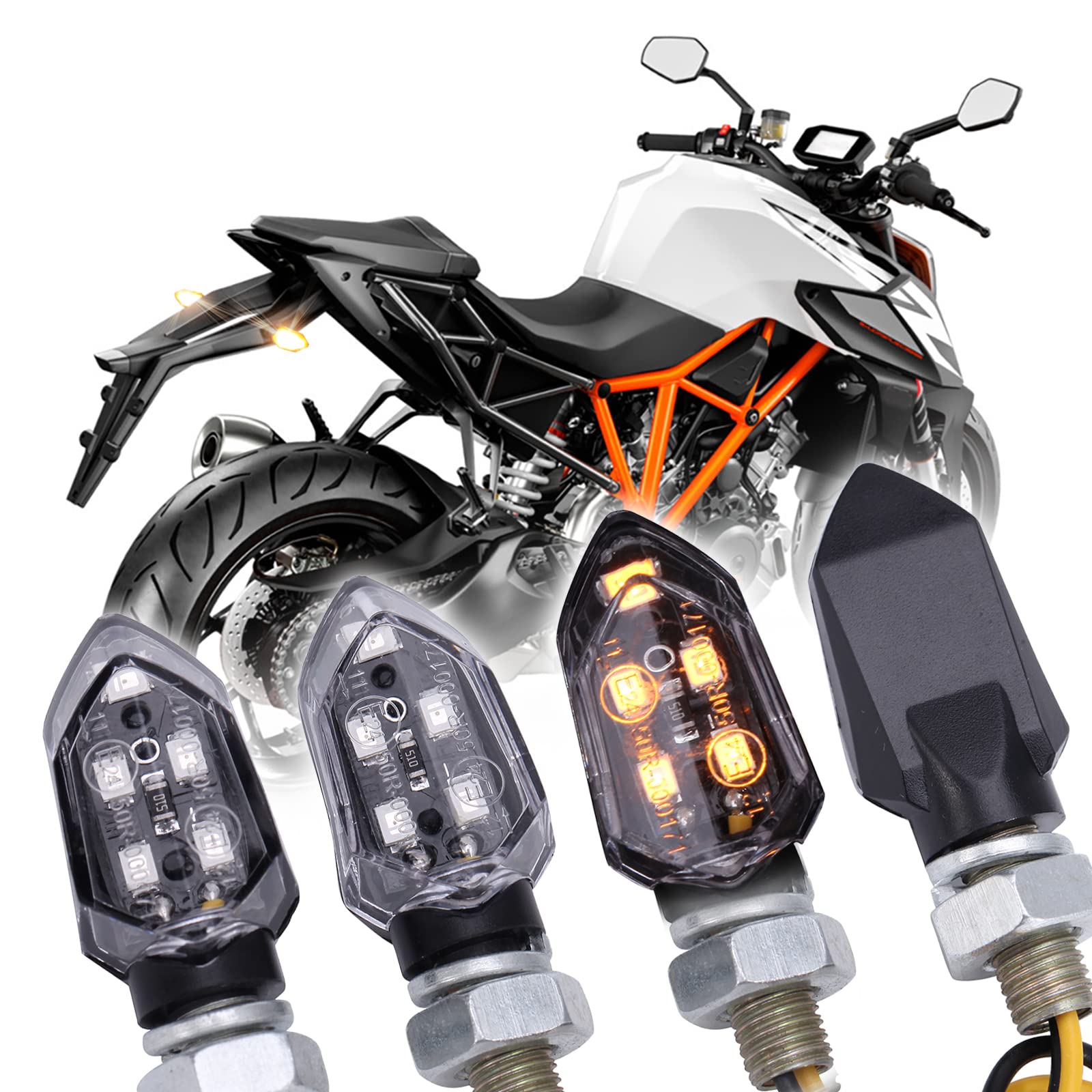 JMTBNO 4x E-geprüft Motorrad Blinker 12V Universal Motorrad 5LEDs Mini Blinker Bernstein Licht Wasserdichte Birne Kompatibel mit M8 Motorrädern JMTBNO 4x E-geprüft Motorrad Blinker 12V Universal Motorrad 5LEDs Mini Blinker Bernstein Licht Wasserdichte Birne Kompatibel mit M8 Motorrädern von JMTBNO