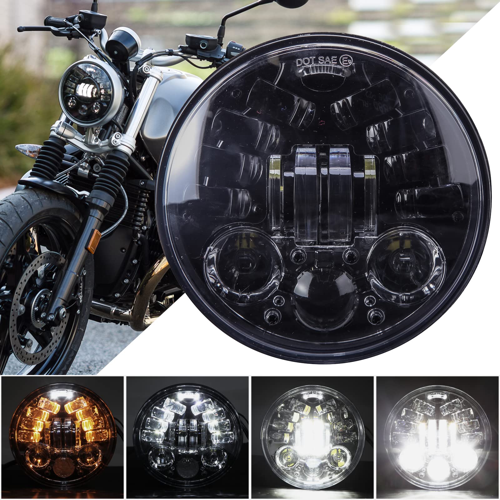 JMTBNO 5,75 Zoll Motorrad LED Scheinwerfer mit Blinker DRL Licht Projection Runder Scheinwerfer Kompatibel mit Harley Dyna Softail Sportster Nightster 48 Iron 883 1200 Wide Glide Low Rider Night Rod JMTBNO 5,75 Zoll Motorrad LED Scheinwerfer mit Blinker DRL Licht Projection Runder Scheinwerfer Kompatibel mit Harley Dyna Softail Sportster Nightster 48 Iron 883 1200 Wide Glide Low Rider Night Rod von JMTBNO