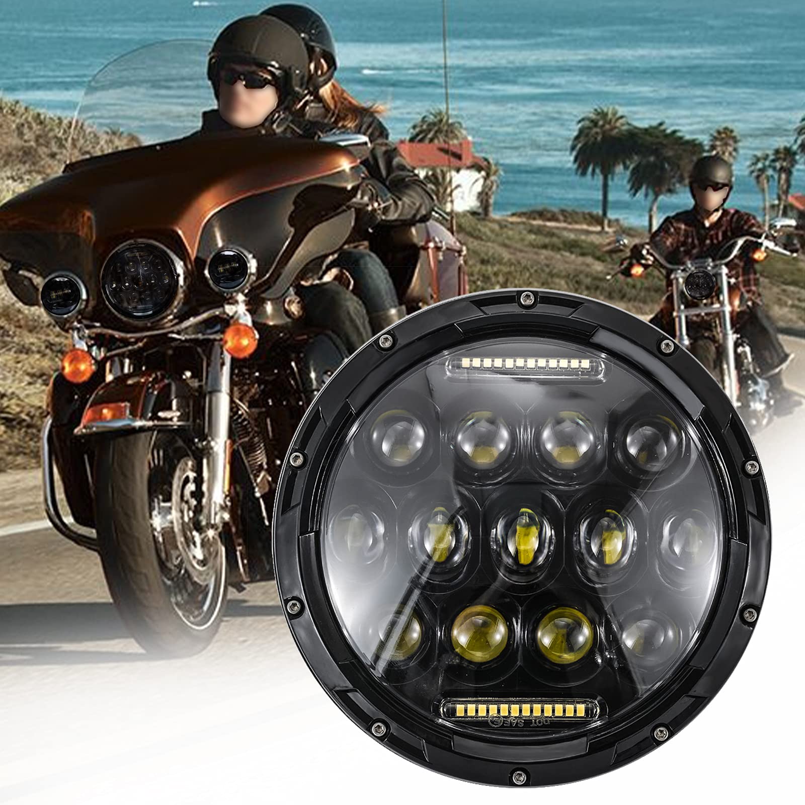 JMTBNO 7 Zoll Motorrad LED Scheinwerfer E Geprüft DRL Runder Fahrlicht 12V Kompatibel mit Harley Road King Street Glide Electra Glide Ultra Limited Softail Trike/Road Star V-Star JMTBNO 7 Zoll Motorrad LED Scheinwerfer E Geprüft DRL Runder Fahrlicht 12V Kompatibel mit Harley Road King Street Glide Electra Glide Ultra Limited Softail Trike/Road Star V-Star von JMTBNO