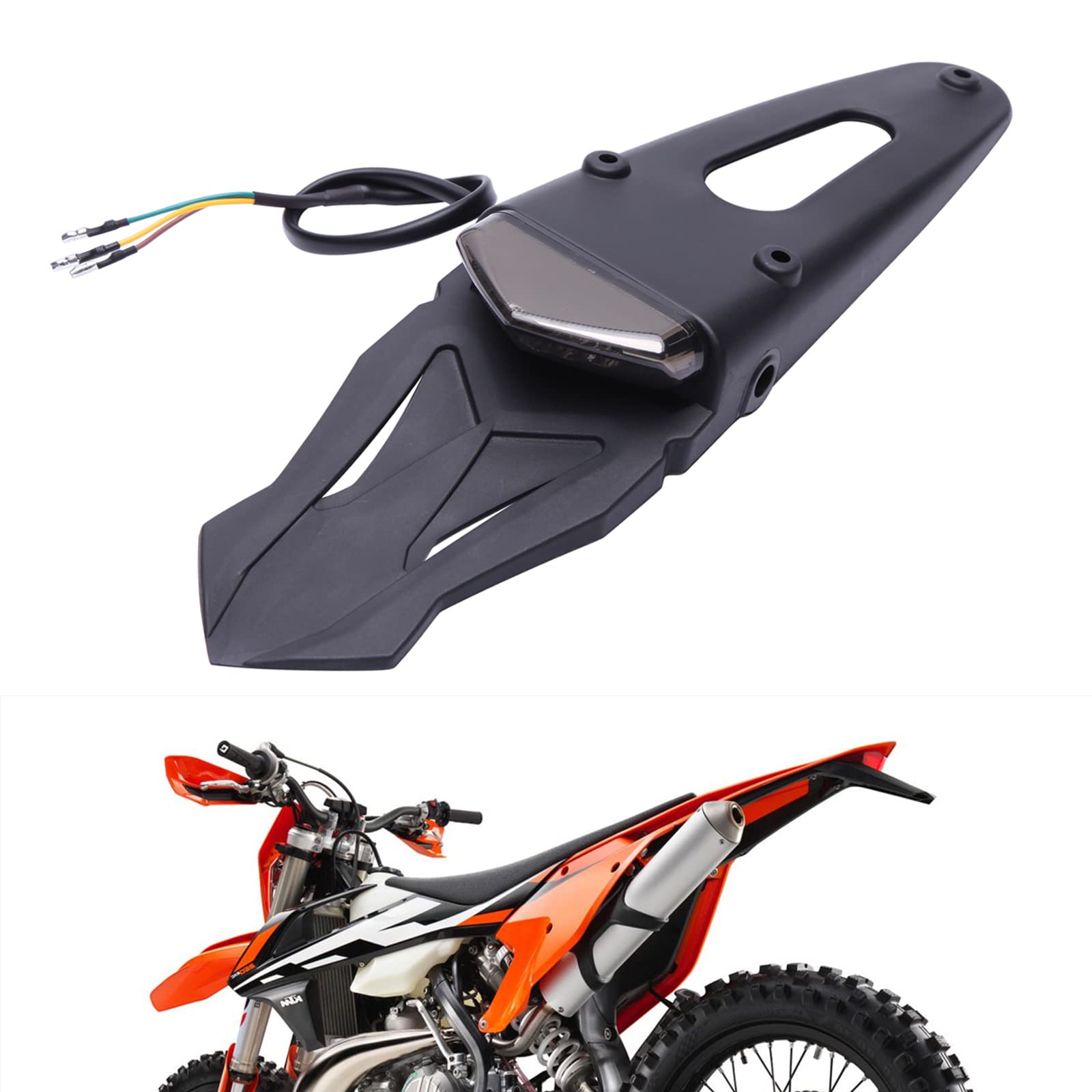 JMTBNO LED Motorrad Rücklicht E-geprüft mit Kennzeichen Halterung Rotem LED Bremslicht Weiße Kennzeichenbeleuchtung für Offroad-Motorräder Enduro Motocross Dirt Bikes (Rauch Schwarzes Glas) von JMTBNO