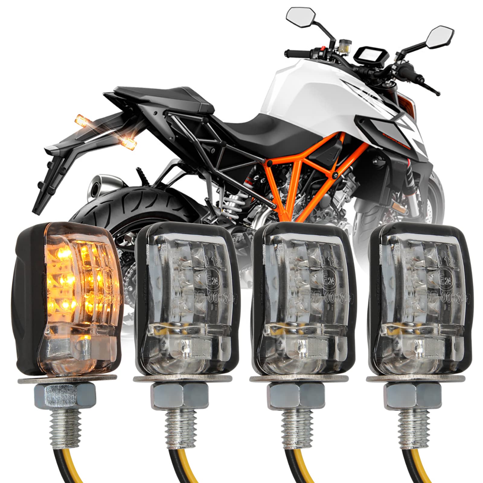 JMTBNO Motorrad LED Blinker E geprüft 4 Stück Blinker Licht Mini Lampe Birne Bernstein Blinker Wasserdicht Universal 12V Kompatibel mit M6 Motorrädern Street Bike Dirt Bike Roller Scooter Quad JMTBNO Motorrad LED Blinker E geprüft 4 Stück Blinker Licht Mini Lampe Birne Bernstein Blinker Wasserdicht Universal 12V Kompatibel mit M6 Motorrädern Street Bike Dirt Bike Roller Scooter Quad von JMTBNO