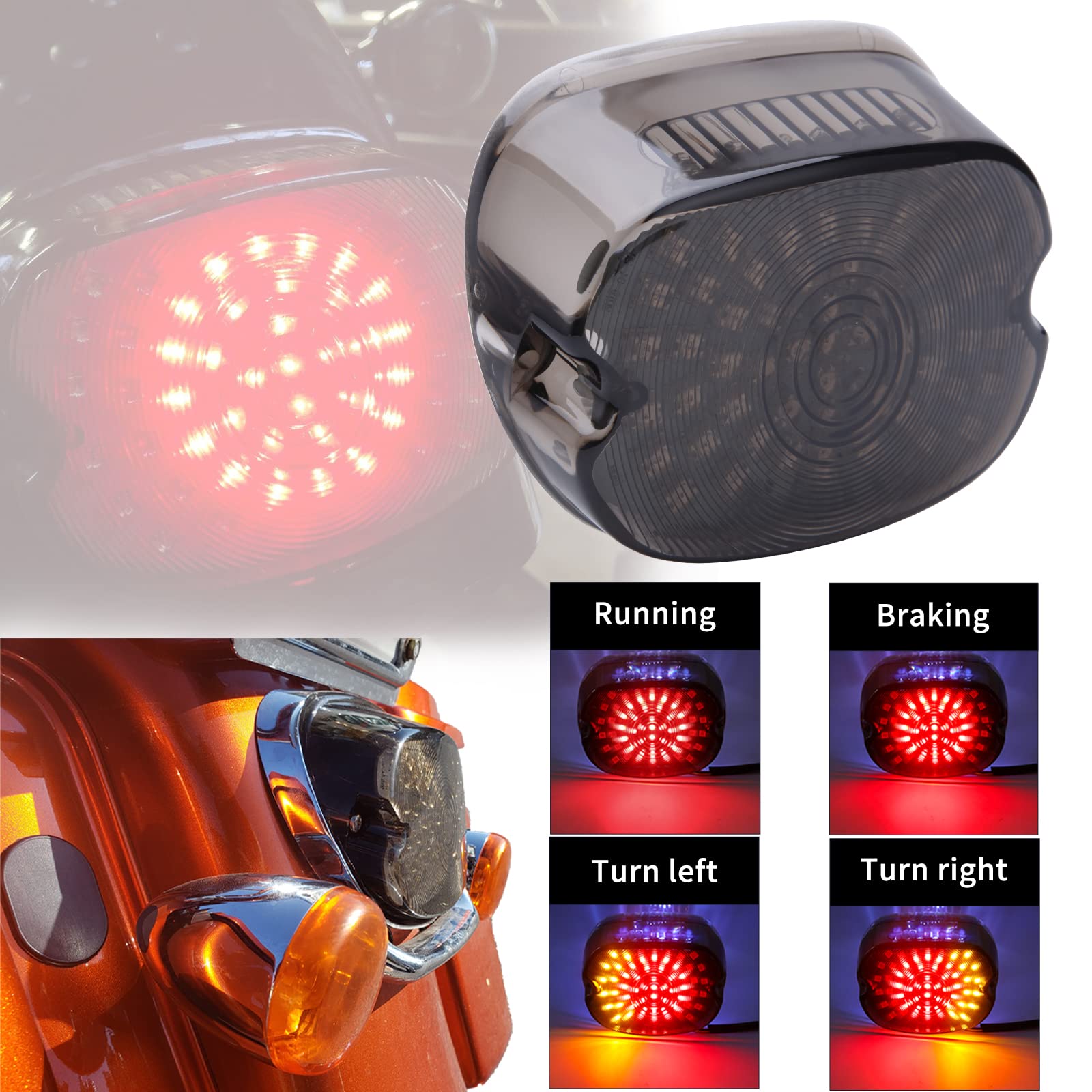 JMTBNO Motorrad LED Rücklicht mit Blinker Licht Bremselicht Fahren Licht Kennzeichenbeleuchtung Rauchschwarze Linse Kompatibel mit Sportster 883 1200 Dyna Road King Electra Glide Softail JMTBNO Motorrad LED Rücklicht mit Blinker Licht Bremselicht Fahren Licht Kennzeichenbeleuchtung Rauchschwarze Linse Kompatibel mit Sportster 883 1200 Dyna Road King Electra Glide Softail von JMTBNO