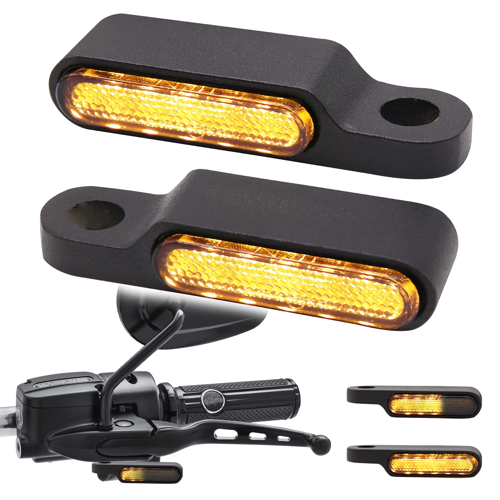 JMTBNO Motorrad Sequentielle LED Blinker E-geprüft 12V Universal Fließender Lenker Lenkerbefestigung Motorrad Mini Blinker Bernstein Licht Wasserdichte Blinker M8 für Cruiser Chopper Roller Quad JMTBNO Motorrad Sequentielle LED Blinker E-geprüft 12V Universal Fließender Lenker Lenkerbefestigung Motorrad Mini Blinker Bernstein Licht Wasserdichte Blinker M8 für Cruiser Chopper Roller Quad von JMTBNO