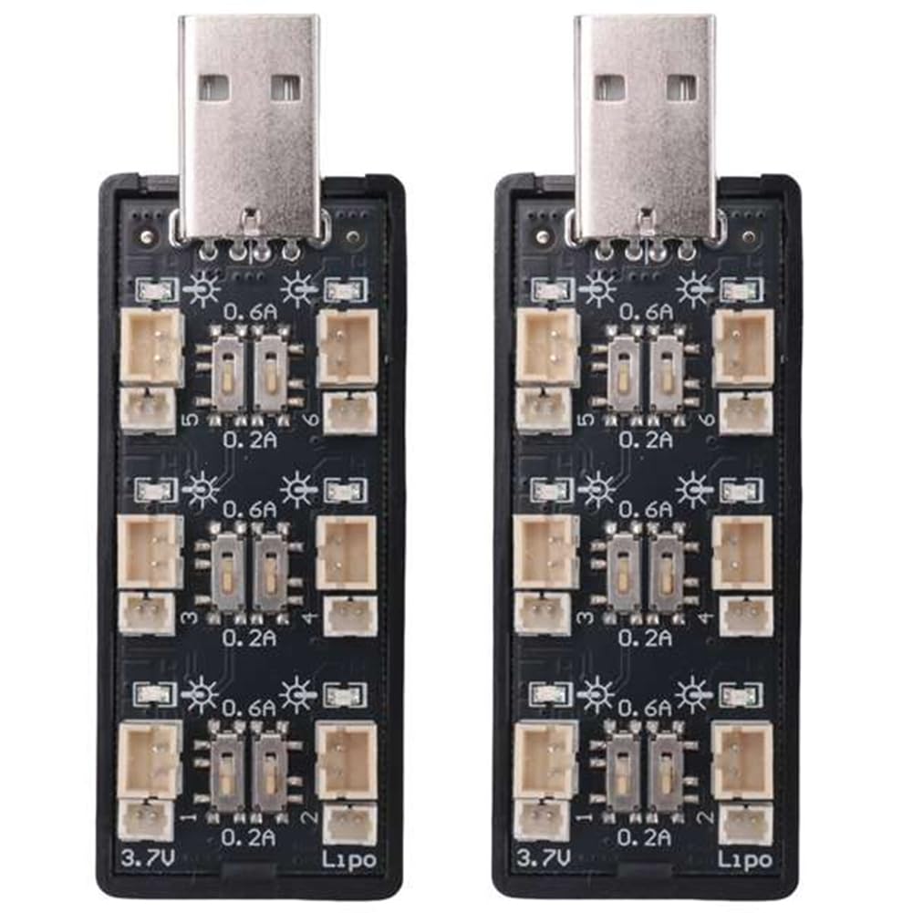 JNJOOD 2x 6CH USB 5V 2A Batterie-Ladeadapterplatinen für 3,7V-3,8V LiHv Lipo, Ideal für RC-Modelle JNJOOD 2x 6CH USB 5V 2A Batterie-Ladeadapterplatinen für 3,7V-3,8V LiHv Lipo, Ideal für RC-Modelle von JNJOOD