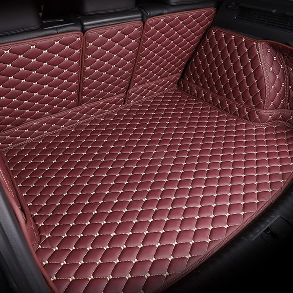 Auto Leder Kofferraummatte für Porsche Cayenne 2010-2017(Has Slide at The Bottom),Vollabdeckung Wasserdicht Kratzfest Antirutsch Schutzmatte,Langlebiges Kofferraumwanne Zubehör,D/Red von JNLIFT
