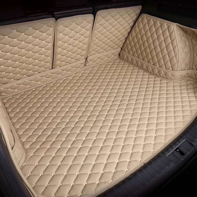Auto Leder Kofferraummatte für Porsche Cayenne 2010-2017(Has Slide at The Bottom),Vollabdeckung Wasserdicht Kratzfest Antirutsch Schutzmatte,Langlebiges Kofferraumwanne Zubehör,E/Beige von JNLIFT