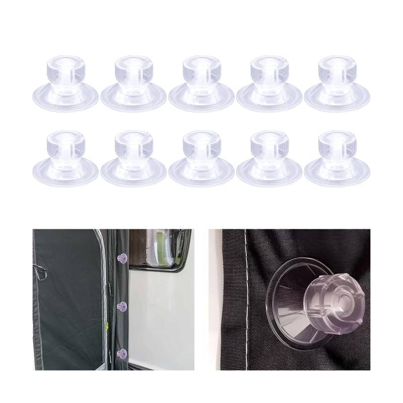 JNNJ 10 Stück Wohnwagen-Saugnäpfe, 45mm High-Grip Multifunktions-Saugnäpfe, Transparent, Für Wohnwagenvorzelte, Boot, Wohnmobil-Seitendachbefestigung von JNNJ