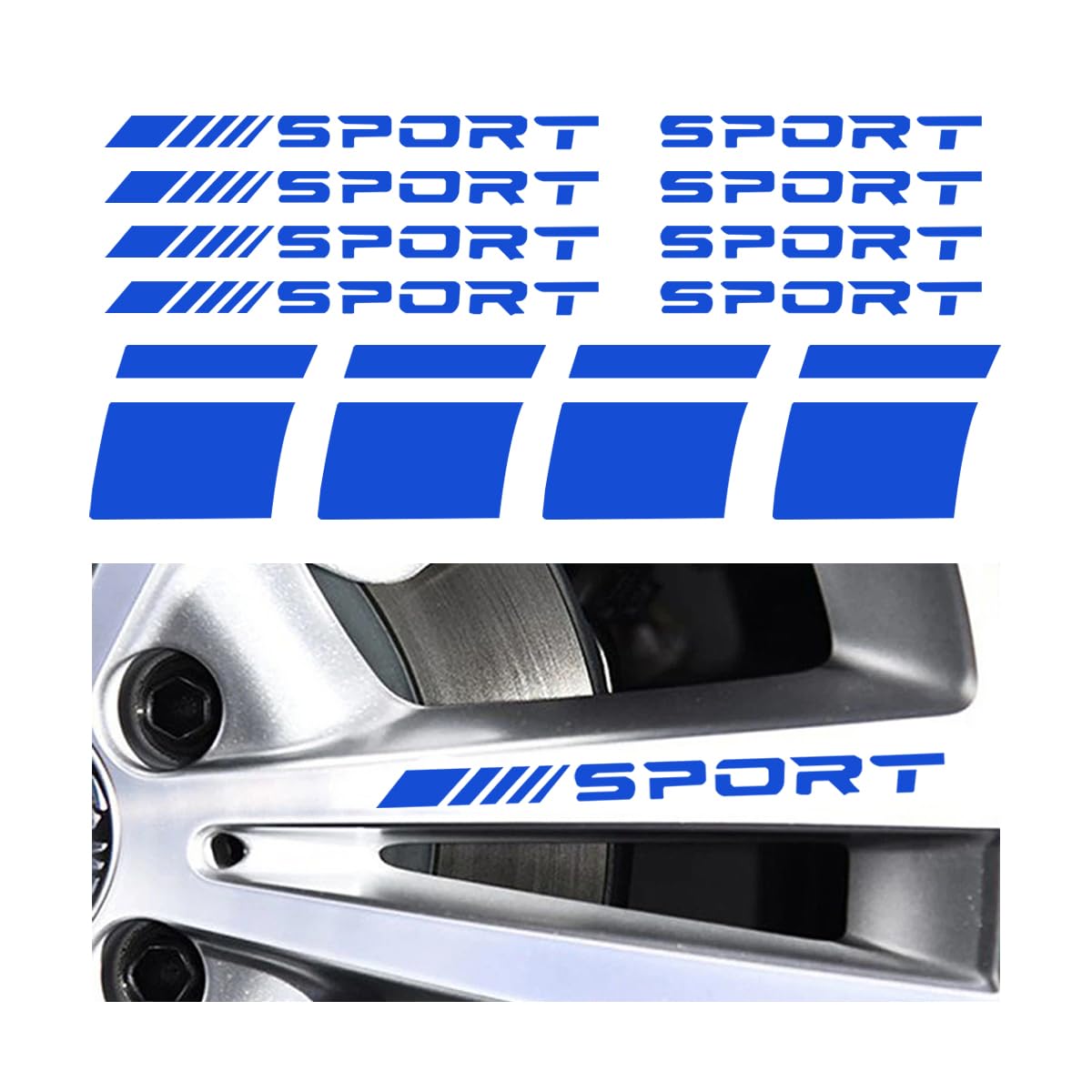 JNNJ 12PCS Reifen-Sport-Logo-Emblem-Streifen, Auto Reifen Buchstaben Gummi Aufkleber, Reflektierende Aufkleber für Autofelgen, Reifen Felge Sicherheit Zubehör(Blau) von JNNJ