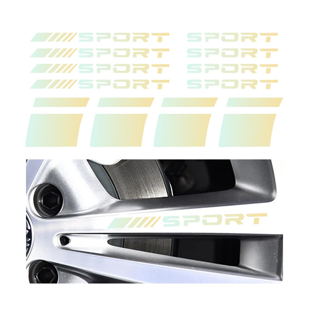 JNNJ 12PCS Reifen-Sport-Logo-Emblem-Streifen, Auto Reifen Buchstaben Gummi Aufkleber, Reflektierende Aufkleber für Autofelgen, Reifen Felge Sicherheit Zubehör(Mehrfarbig) von JNNJ