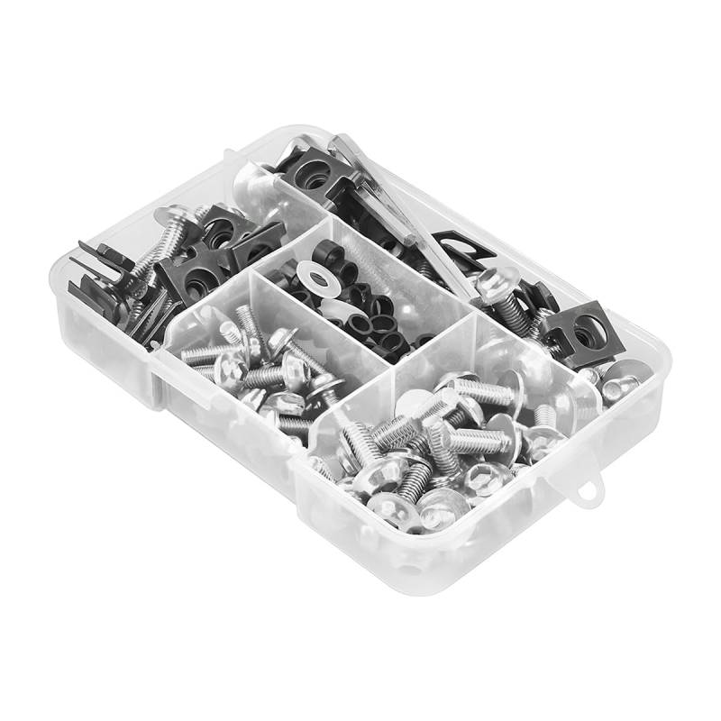 JNNJ 177 PCS Schraubensatz Motorrad Verkleidung Schrauben Kit, Motorrad Windschutzscheiben Verkleidungsschrauben, Motorräder modifizierte Zubehör Schraubensatz(Silber) von JNNJ