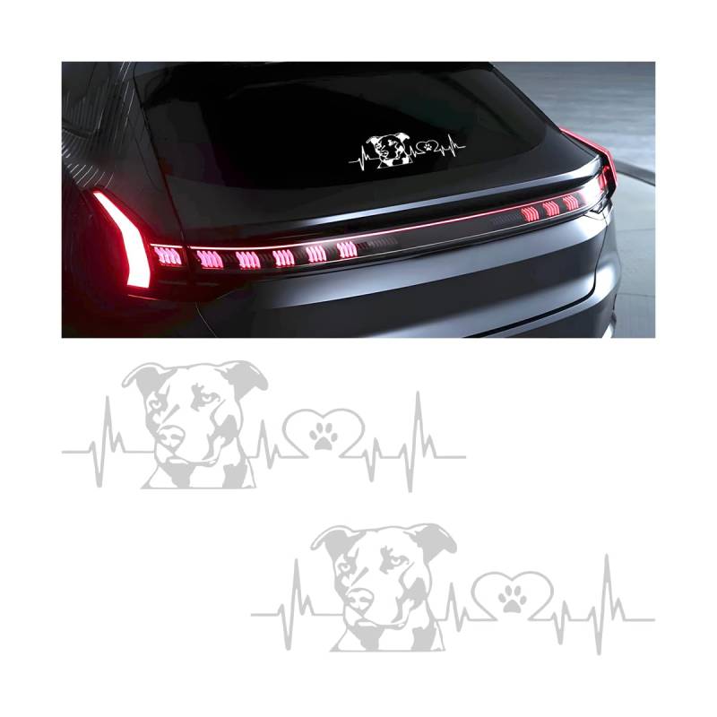 JNNJ 2 Stück Auto Aufkleber, Niedlich Lustig Karosserie Aufkleber mit Selbstklebend, Pitbull Liebe Dekoration Aufkleber, für Auto Kühlschrank Laptop Wand(Weiß) von JNNJ