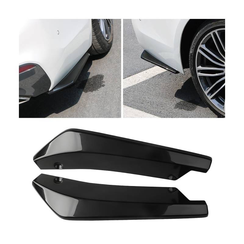 JNNJ 2 Stück Auto Heckschürze Spoiler Stoßstange Abdeckung Splitter, Auto Heckspoiler Auto Heckstoßstange Lip Spoiler, Wrap Angle Spoiler Mit 6 Schrauben(Schwarz) von JNNJ