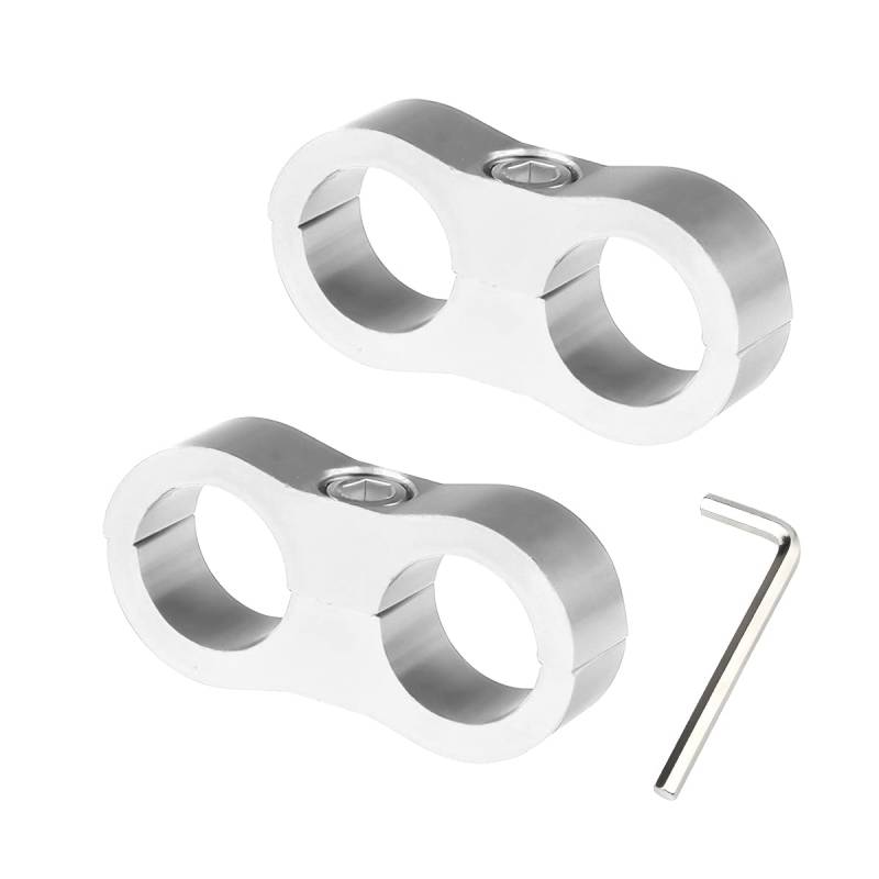 JNNJ 2 Stück Kraftstoffleitungs-Montageklemmen, Aluminium-Schlauchverschraubungsadapter, 6AN Trennschellen, Geeignet Für Kraftstoffschlauch, Gasölschlauch(Silber) von JNNJ