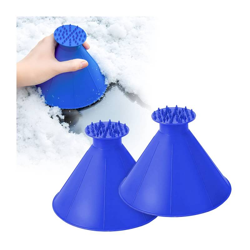 JNNJ 2 Stück Runder Eiskratzer, Windschutzscheiben-Schnee-Entferner, Auto-Fensterglas-Reinigungswerkzeug, Kegel-Enteisungs-Werkzeug, Für die Schneeräumung(Blau) von JNNJ