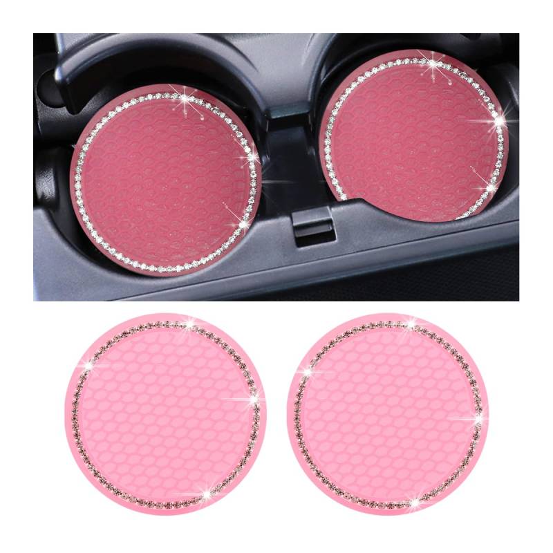 JNNJ 2 Stück Universal Auto Getränkehalter Untersetzer, Auto Fluoreszierendes Untersetzer, Auto Tassenhalter Untersetzer Hohe Temperaturbeständigkeit, Zubehör(Rosa) von JNNJ