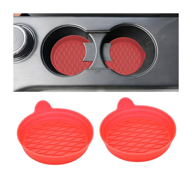 JNNJ 2 Stück Universal Auto Getränkehalter Untersetzer, Auto Tassenhalter Silikon Untersetzer Anti-Rutsch, Hohe Temperaturbeständigkeit Tassenhalter für Auto(Rot) von JNNJ