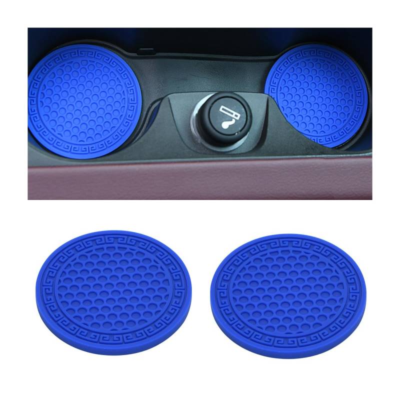 JNNJ 2 Stück Wabenmuster Auto Untersetzer, Auto-Untersetzer Aus PVC-Kunststoff Für Reisen, Einsatz Untersetzer Slip Innen Tasse Fahrzeug Zubehör Matten Waben(Blau) von JNNJ