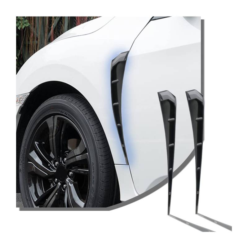 JNNJ 2PCS Auto-Kotflügel Seitenschlitze, Kotflügel Dekorative Aufkleber Trim, Air Flow Intake Hole Kühlergrill, Spoiler Körper Dekoration Abdeckung(Schwarz) von JNNJ