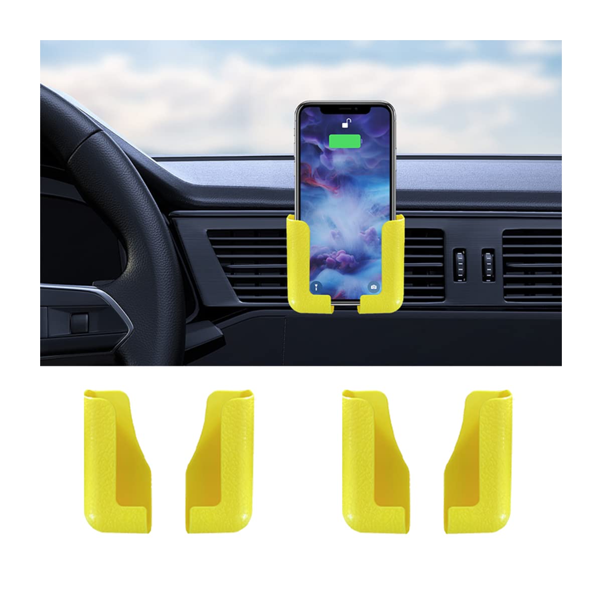 JNNJ 2PCS Selbstklebende Handy Wandhalterung, Selbstklebende Wandhalterung Handy Ladehalterung, Handyhalter Auto, Kompatibel mit Allen Mobiltelefonen(Gelb) von JNNJ