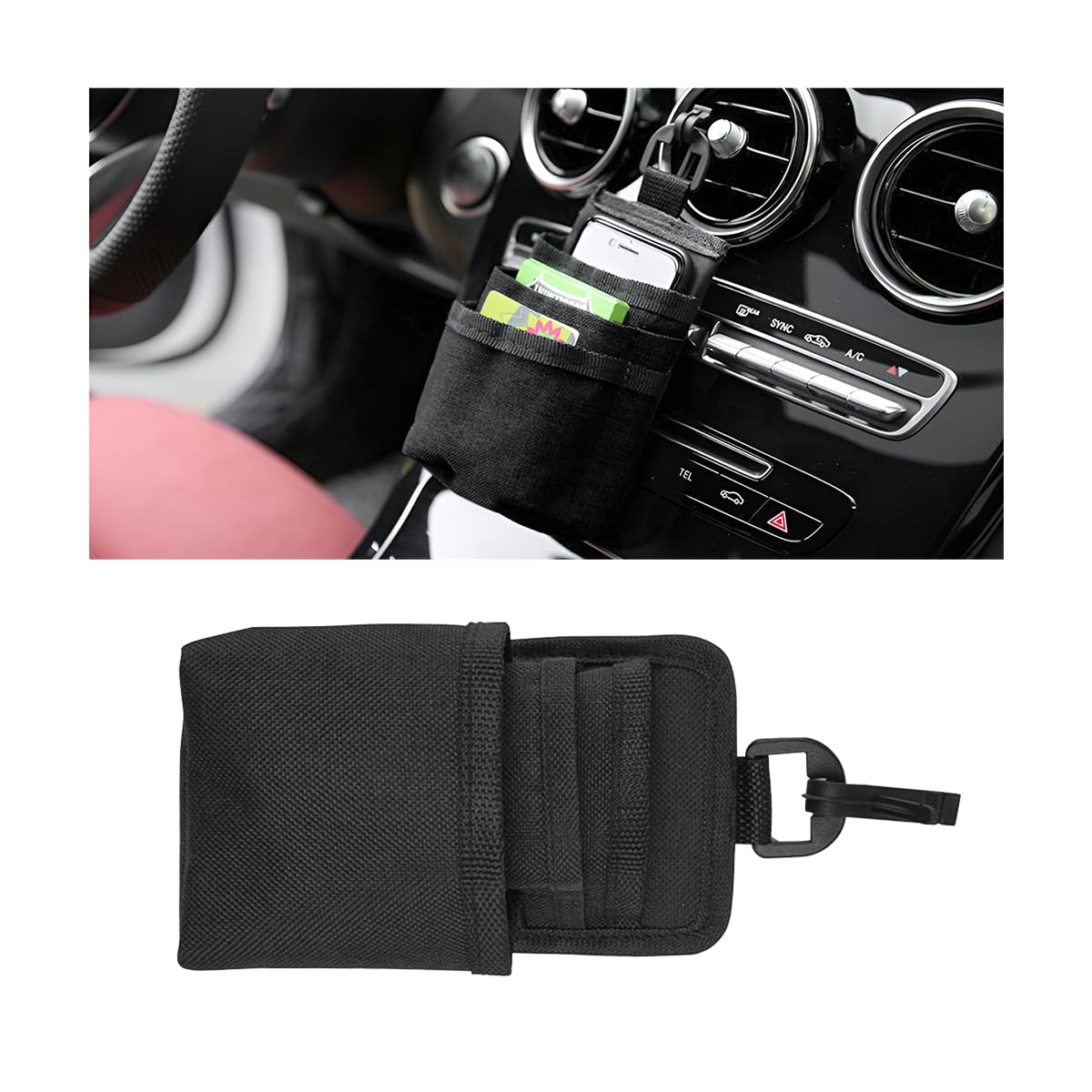 JNNJ 2Pcs Aufbewahrungstasche für Lüftungsschlitze, Auto-Lüftungsschlitze Hängende Organizer für Telefone, Universal Auto Air Vent Aufbewahrungstasche(Schwarz) von JNNJ