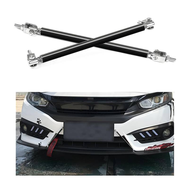 JNNJ 2Pcs Front Splitter Lip Stützstangen, Strebe Lippe-Splitter Rod Frontstoßstange Modifikation, Universal Auto Verstellbare Federbeinstange Spurstangen(Kohlefaser) von JNNJ