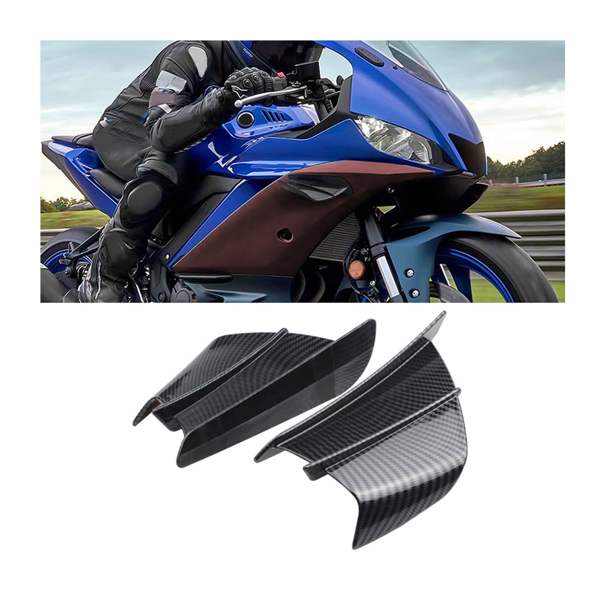 JNNJ 2Pcs Motorräder Aerodynamische Winglets, Moto ABS-Verkleidungs-Winglets, Seitenflügel Windflügel Spoilerflügel Motorrad Dekoration Modifikation Zubehör(Glänzendes Hartlöten) von JNNJ