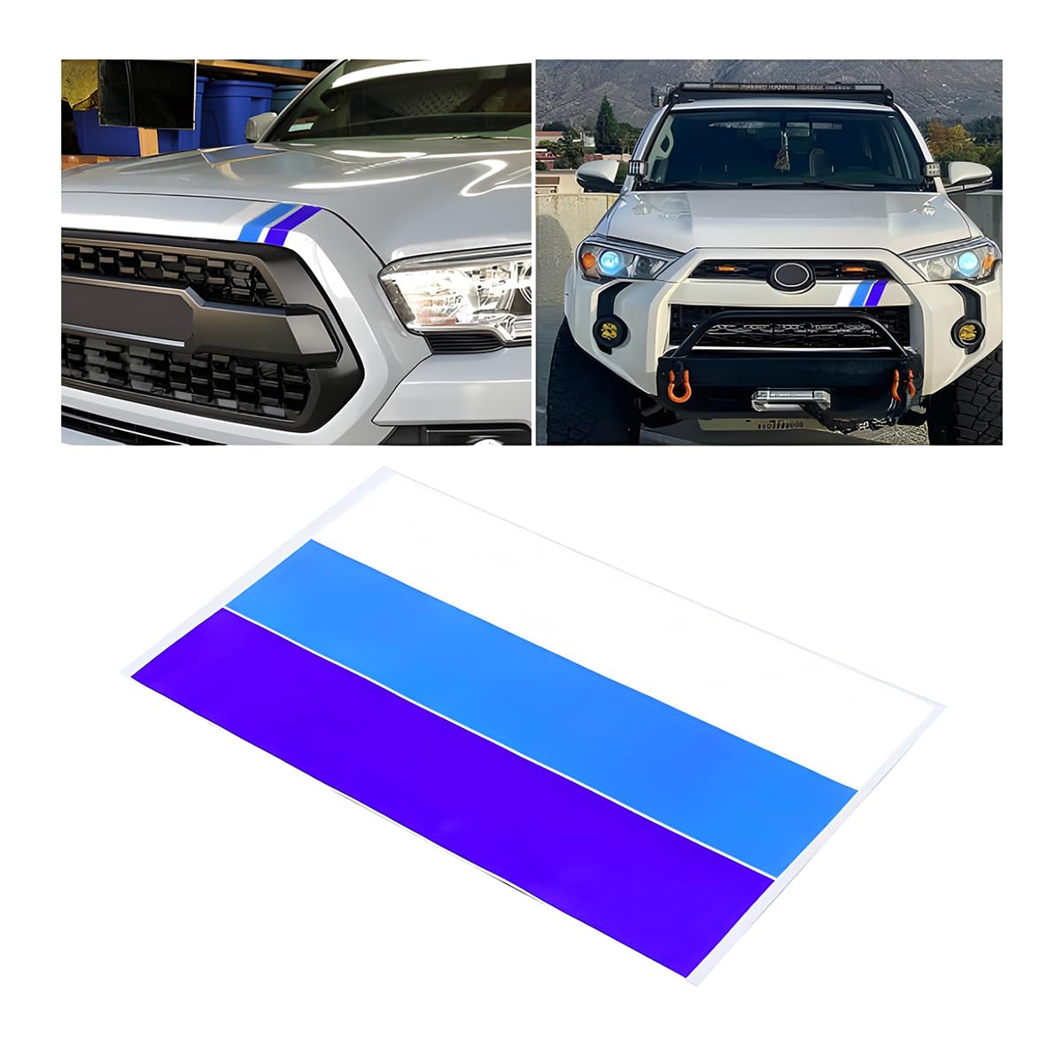 JNNJ 2Pcs Spiegel Tuning Stripes Autoaufkleber, Auto Aufkleber Reflektierende Streifen, Auto Farbig Streifen Abziehbild, Auto 3-Farben-Balken Stripes Aufkleber(Blau) von JNNJ