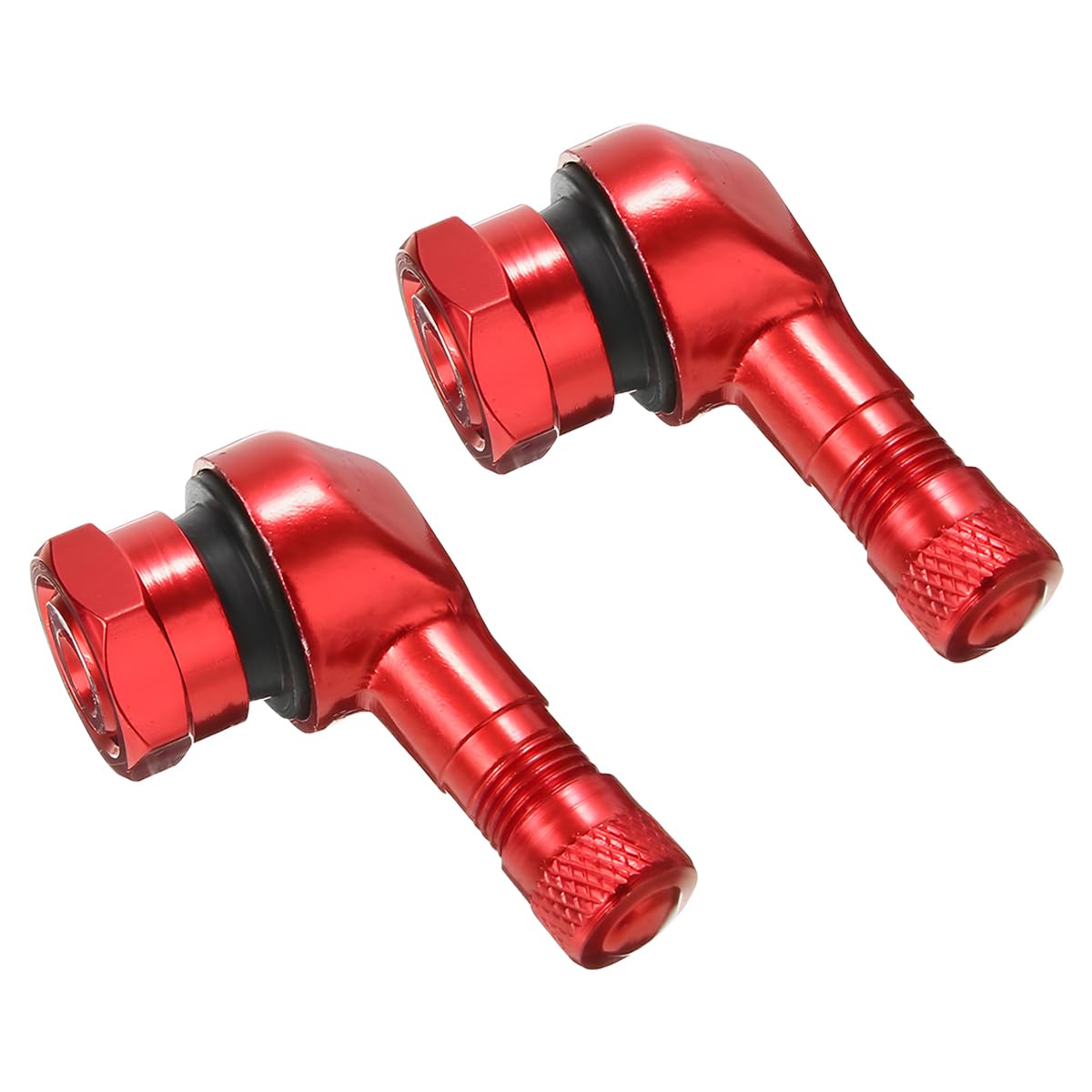 JNNJ 2Pcs Universal Reifen Ventil 90 Grad Metallventile, Motorrad Winkelventil, Felgenventil Ventil Verlängerung Adapter Aluminiumlegierung Motorradventile(Rot) von JNNJ