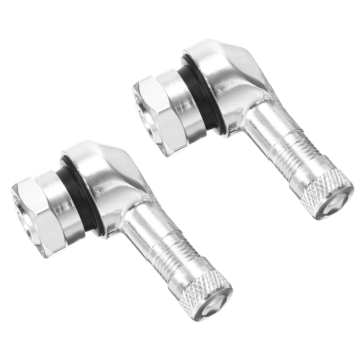 JNNJ 2Pcs Universal Reifen Ventil 90 Grad Metallventile, Motorrad Winkelventil, Felgenventil Ventil Verlängerung Adapter Aluminiumlegierung Motorradventile(Silber) von JNNJ