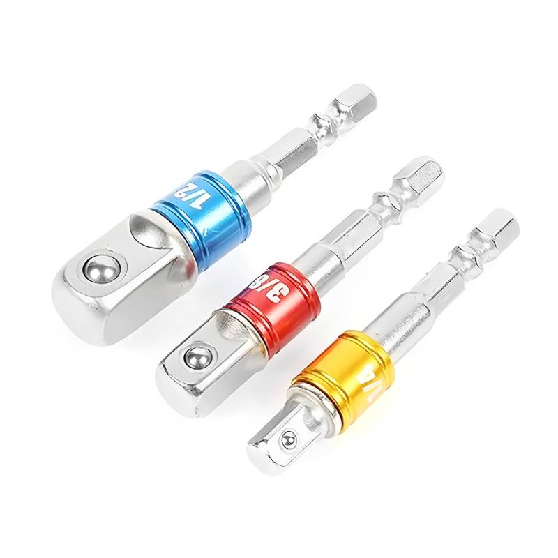 JNNJ 3 Stück Schlagschrauber-Einsatz-Adapter-Set, Sechskant-Steckdosenadapter Steckschlüssel-Muttern-Satz, Für Schlagschrauber, Schraubendreher(Silber) von JNNJ