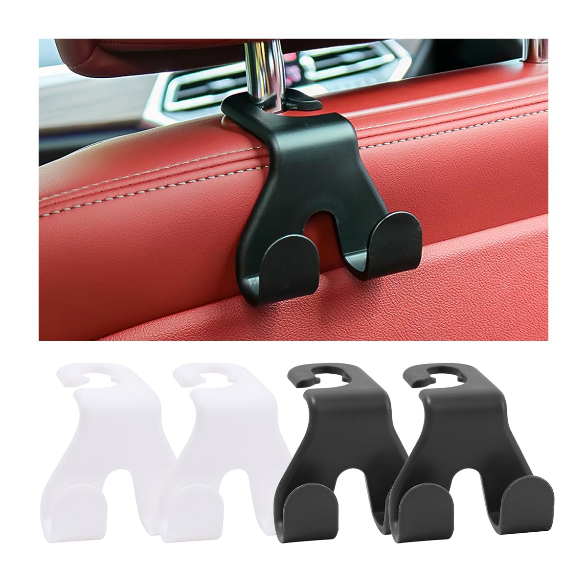 JNNJ 4 Stück Autositz Haken, Auto Rücksitz Kopfstütze Haken Kleiderbügel, Auto Zubehör Handtaschenhalter Taschenhaken, Universal Auto Haken Für Handtaschen für Autos SUV JNNJ 4 Stück Autositz Haken, Auto Rücksitz Kopfstütze Haken Kleiderbügel, Auto Zubehör Handtaschenhalter Taschenhaken, Universal Auto Haken Für Handtaschen für Autos SUV von JNNJ