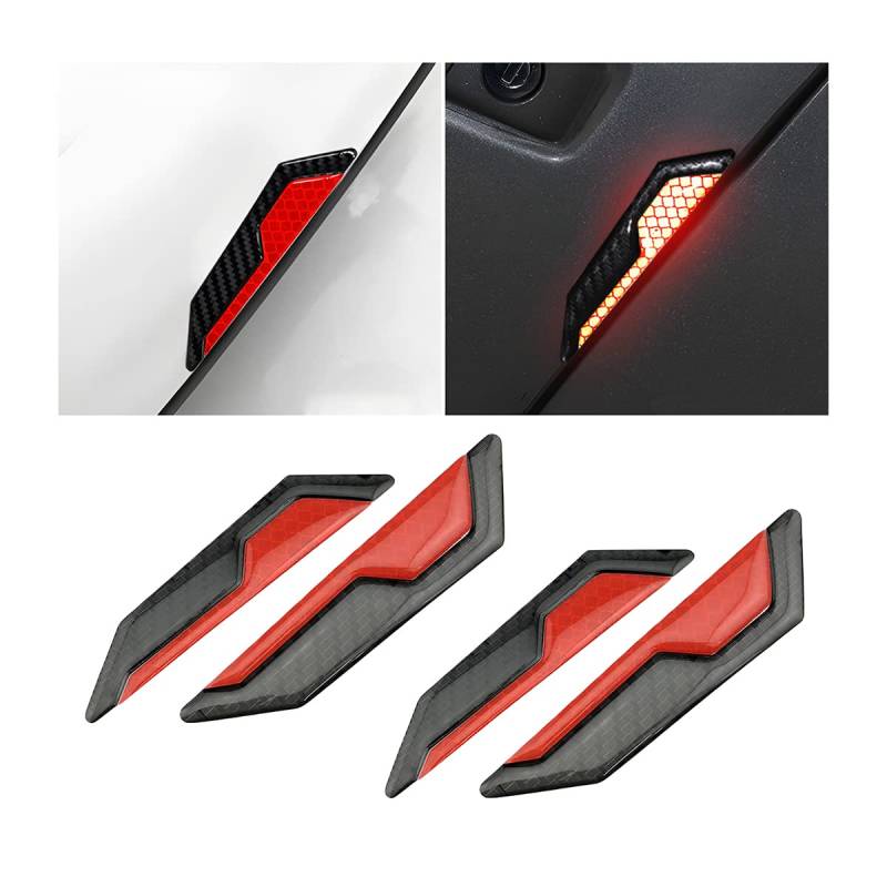 JNNJ 4 Stück Karbonfaser Auto Türkantenschutz, Auto Türkantenschutz Aufkleber, Universal Auto Stoßstange Guard Anti-Scratch Protector Trim Aufkleber für LKW(Rot) von JNNJ