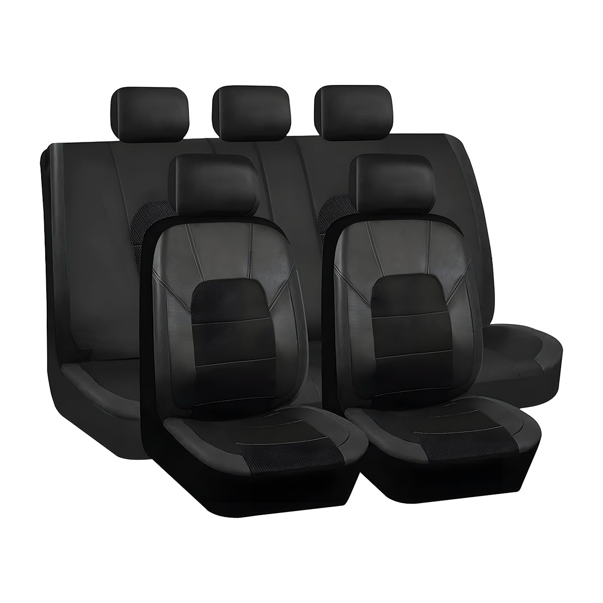 JNNJ 9 Stücke Auto Leder Sitzbezug Sets Atmungsaktiv Wasserdicht rutschfest Sitzschoner, Sitzbezüge Auto Vorne Und Hinten, Auto-Schonbezüge Set Fit Für SUV, Leder Autositzbezüge Universal(Schwarz) JNNJ 9 Stücke Auto Leder Sitzbezug Sets Atmungsaktiv Wasserdicht rutschfest Sitzschoner, Sitzbezüge Auto Vorne Und Hinten, Auto-Schonbezüge Set Fit Für SUV, Leder Autositzbezüge Universal(Schwarz) von JNNJ