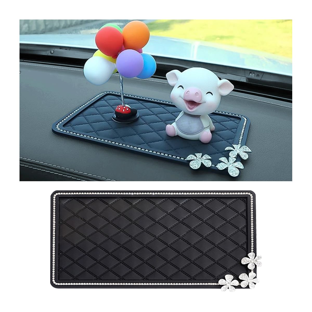 JNNJ Auto Anti Rutsch Matte, Bling Antirutschmatte Auto Armaturenbrett, Bling Strass Auto Klebepad rutschfeste Für Mobiltelefone, Sonnenbrille, Schlüssel（Extra Groß） von JNNJ