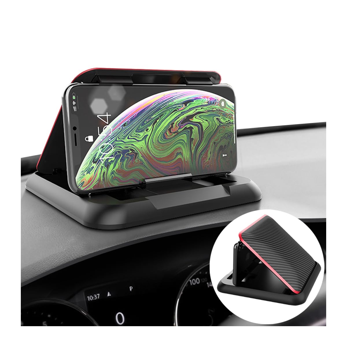 JNNJ Auto Armaturenbrett Silikon Anti-Rutsch-Matte, Auto-Telefonhalter Antirutschmatte, Auto-Telefonhalter Anti-Rutsch-Matte, Multifunktionale Mittelkonsole Armaturenbrett Handyhalterung(Rot) von JNNJ