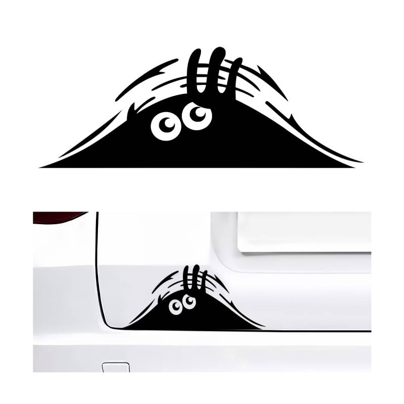 JNNJ Auto Cartoon Aufkleber, Monster Eyes Autoaufkleber, Peeking Elf Autoaufkleber Wasserdichter Autoaufklebers, 3D Funny Peeking Monster Cartoon Auto-Aufkleber Vinyl Badge Emblem(Schwarz1) von JNNJ