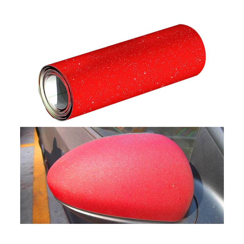 JNNJ Glitzer Selbstklebende Autofolie, Diamant Glitzerfolie für DIY Auto, Motorrad Innen/Außen Dekoration (Rot) von JNNJ