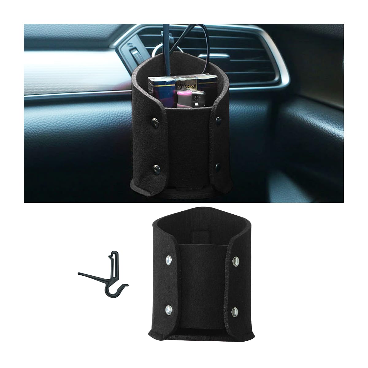 JNNJ Auto Lüftungsschlitze Universal Aufbewahrungstasche, Auto Handy Aufbewahrungsbox zum Aufhängen, Tragbare Auto Tasche für Telefon Sonnenbrille Münz(Schwarz) von JNNJ