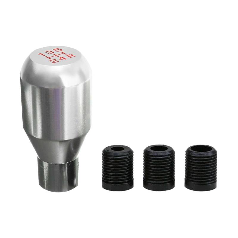 JNNJ Auto Schaltknauf Universal, Auto 5-Gang Schaltknauf, Schalthebel Mit 3 Adaptern, Aluminiumlegierung Schaltknauf-Adapter, Für Manuelles Auto Schaltgetriebe(Silber) von JNNJ