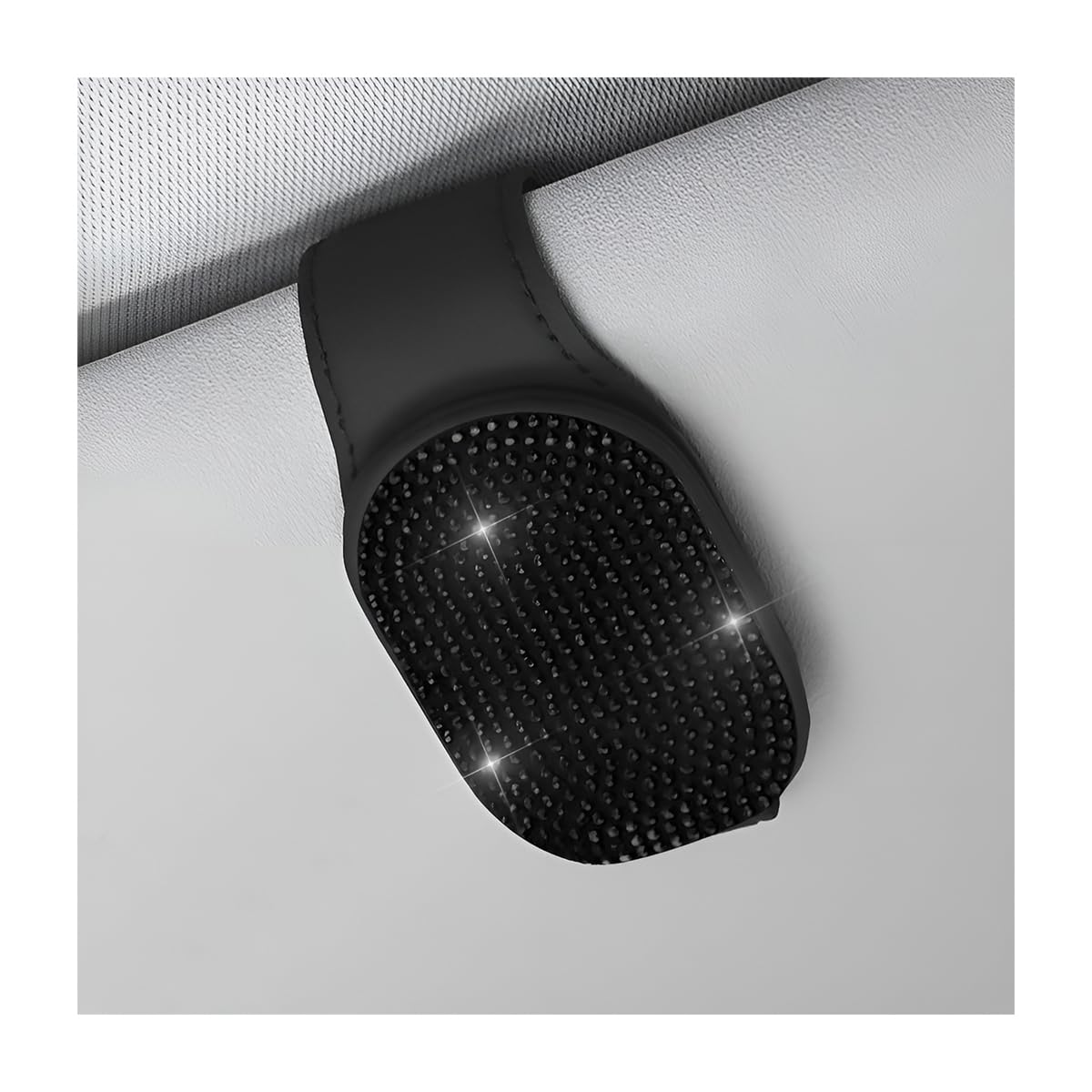 JNNJ Auto Sonnenblende Zubehör Magnetischer Brillenhalter, Leder Auto-Sonnenbrillen-Clip Für Ticket Karte, Glitzernder Diamant-Sonnenbrillen-Clip-Halter(Schwarz) von JNNJ